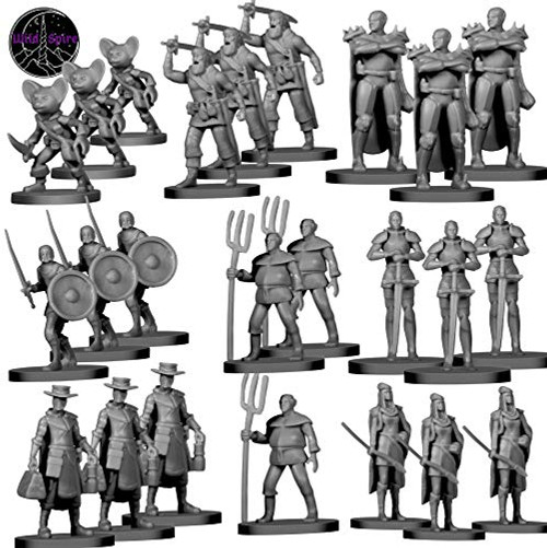 24 Miniatures Town Enemies Unpainted for DND Monster Miniatures 28mm Fantasy RPG Minis - 8 Unique Characters - D and D Miniatures Bulk Dungeons and Dragons Miniatures | for DND Figures I Setting  and  Quests