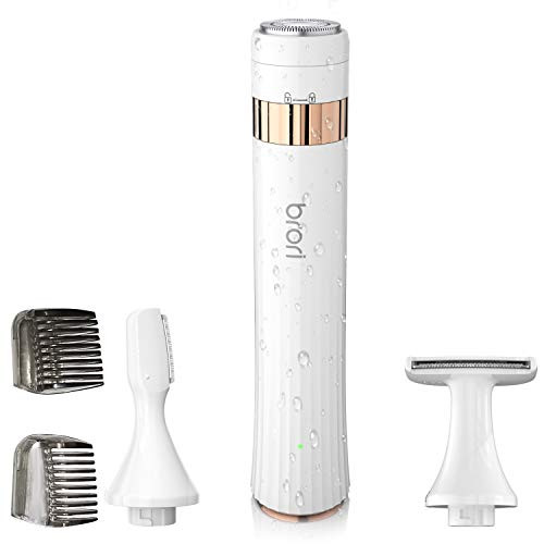 Brori Electric Facial Shaver Razor for Women Bikini Trimmer Painless Lady Electric Shaver Wet and Dry Pubic Hair Removal Trimmer for Eyebrow Leg Underarm Arm Rechargeable Cordless Shaver