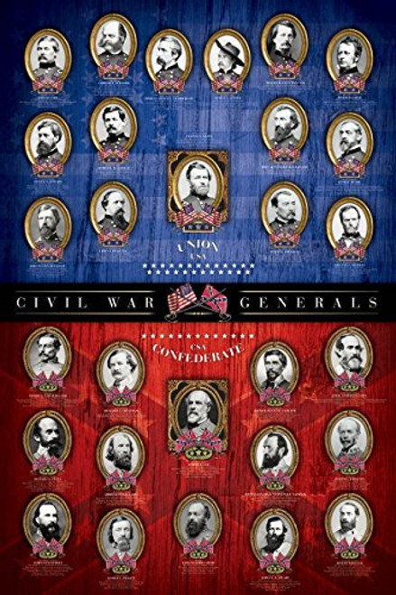 Laminated Civil War Generals History Educational Chart Poster 24x36 Laminated Civil War Generals History Educational Chart Poster 24x36