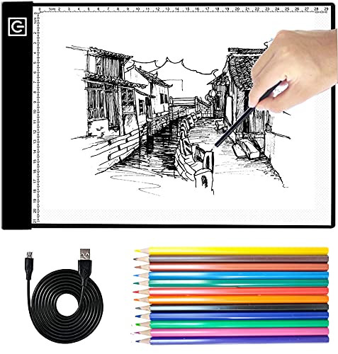 LED tracing A4 Copy Board Light box-Ultra-Thin Adjustable USB Power Artcraft LED Trace light -Adjustable brightness for Tattoo Drawing- Streaming- Sketching- Animation.