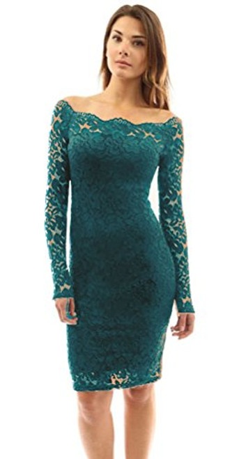 Mamilove Women's Elegant Long Sleeve Off Shoulder Lace Dress Bodycon Cocktail Party Wedding Dresses Medium Green Mamilove Women's Elegant Long Sleeve Off Shoulder Lace Dress Bodycon Cocktail Party Wedding Dresses Medium Green
