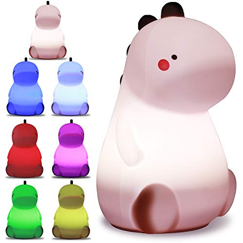 Dinosaur Night Light for Kids- LED Nursery Lamp for Toddler's Room- Cute Color Changing Silicone Baby Night Light with Touch Sensor- Dinosaur Gifts for Boys Girls -Pink- Dinosaur Night Light for Kids- LED Nursery Lamp for Toddler's Room- Cute Color Changing Silicone Baby Night Light with Touch Sensor- Dinosaur Gifts for Boys Girls -Pink-