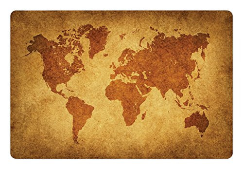 Lunarable World Map Pet Mat for Food and Water- Vintage World Map Retro Background Antique Historic Earth Chart Boho- Rectangle Non-Slip Rubber Mat for Dogs and Cats- Orange Amber Lunarable World Map Pet Mat for Food and Water- Vintage World Map Retro Background Antique Historic Earth Chart Boho- Rectangle Non-Slip Rubber Mat for Dogs and Cats- Orange Amber