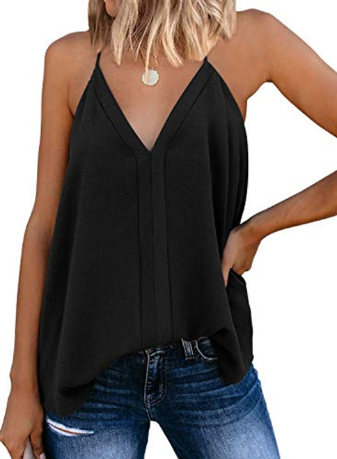 miduo Womens Summer Ladies Solid V Neck Strappy Tank Tops Loose Casual Sleeveless Cami Shirts Flowy Tank Blouses Black S miduo Womens Summer Ladies Solid V Neck Strappy Tank Tops Loose Casual Sleeveless Cami Shirts Flowy Tank Blouses Black S