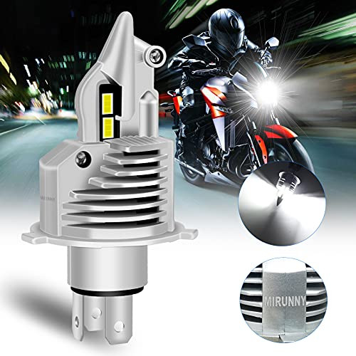 MIRUNNY Motorcycle H4 Led Headlight Bulb- 35W 8000LM- 6500K Cool White- Super Bright- All-in-One Plug and Play- 9003 HB2 Led Bulb -Fighter H4 1PC Pack-