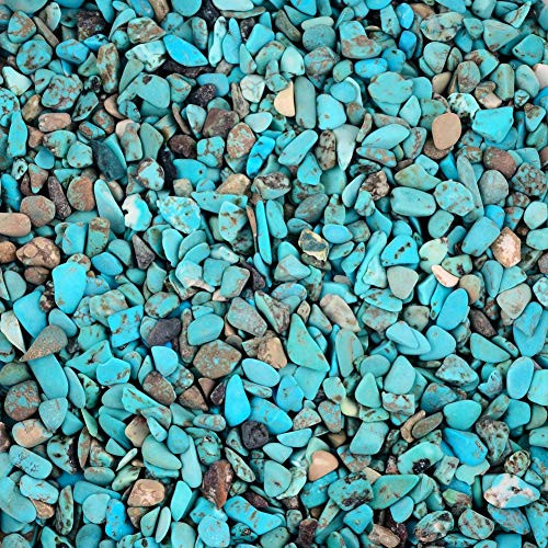 Natural Quartz Crystal Stones Turquoise Tumbled Tiny Chips 3-5mm 1lb Mini Gemstones Healing Energy Reiki Stone Polished Gem for Home Decorative Fengshui Jewelry Making -3-5mm- Turquoise-
