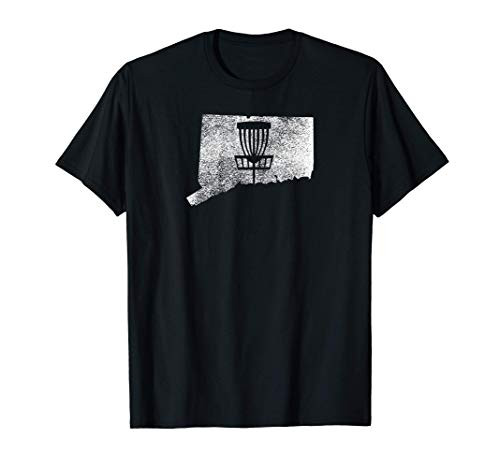 Connecticut Disc Golf State with Basket Distressed Graphic T-Shirt