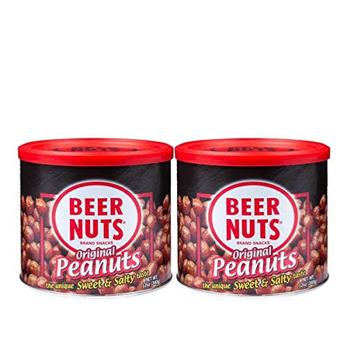 BEER NUTS Original Peanuts - 12oz Resealable Can -Pack of 2-- Sweet and Salty- Gluten-Free- Kosher- Low Sodium Peanut Snacks BEER NUTS Original Peanuts - 12oz Resealable Can -Pack of 2-- Sweet and Salty- Gluten-Free- Kosher- Low Sodium Peanut Snacks
