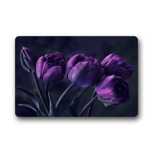 Rdsfhsp Pretty Deep Purple Tulip Flower Indoor/Outdoor Doormat Non-slip Durable Heat-resisting Cusion Pet Love Rug Appropriate Size 23.6x15.7 Inch