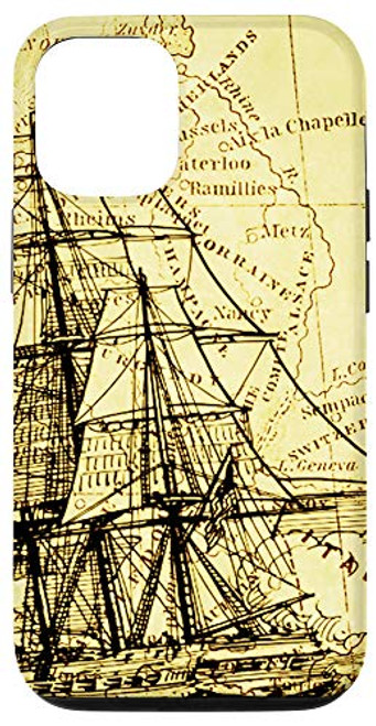iPhone 12/12 Pro Nautical Map Phone Case Vintage Ocean Maps Boat Captain Gift Case