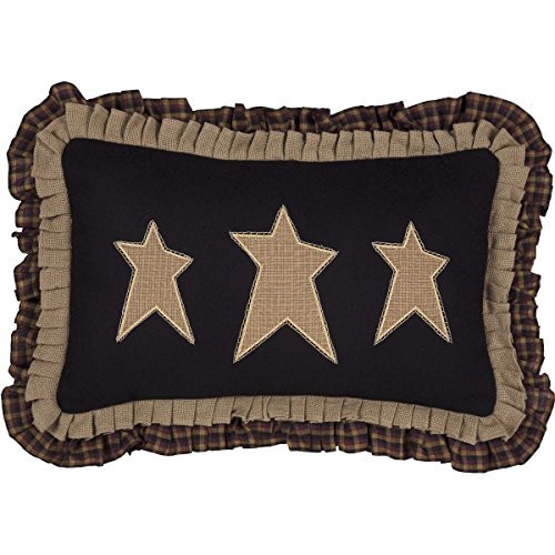 VHC Brands Pillows & Throws-Primitive Stars Black 14" x 22" Pillow Raven