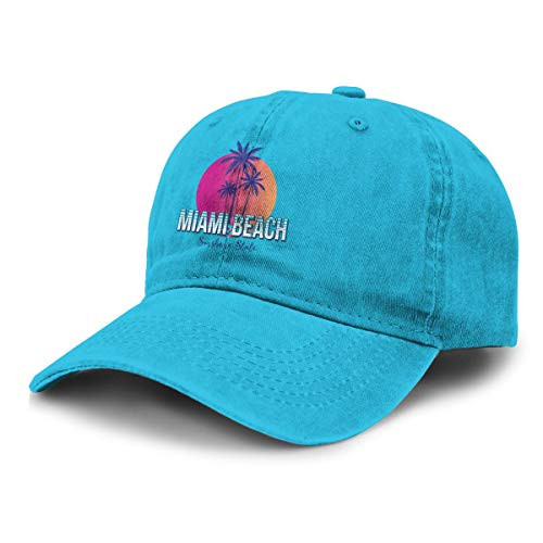 LX-LINK Miami Beach Florida Vintage Washed Distressed Dad Hat Funny Adjustable Baseball Cap for Women