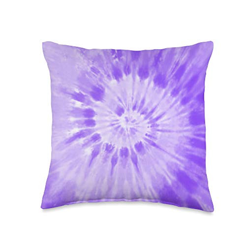 Tie Dye Swirl Peace Love Trendy Boho Gifts Pastel Purple Lavender Lilac Tie Dye Swirl Pattern Throw Pillow- 16x16- Multicolor
