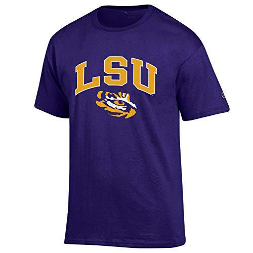 Champion NCAA Mens Arch  and  Logo Soft Style Cotton Gameday T-Shirt-Team Colors-LSU Tigers-Purple-XXL