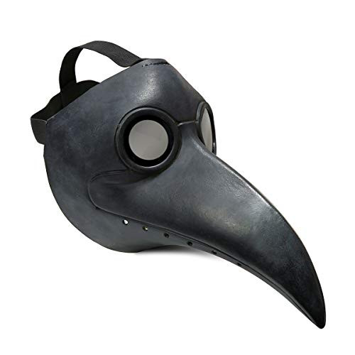 Townshine Plague Doctor Bird Mask Latex Long Nose Beak Cosplay Steampunk Halloween Mask Costume Props Black