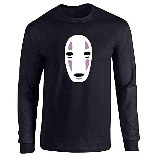 No Face Kaonashi Nerd Apparel Geek Black XL Full Long Sleeve Tee T-Shirt