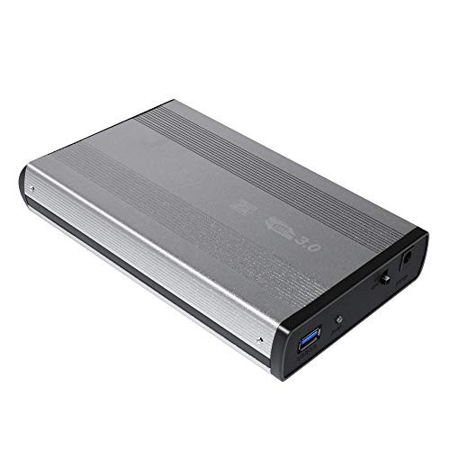 3.5 inch HDD External Case USB 3.0/USB 2.0 to SATA External 3.5 Hard Drive Enclosure Disk for 3.5 SATA HDD External Storage Box with Aluminum Case -USB3.0-Silver-
