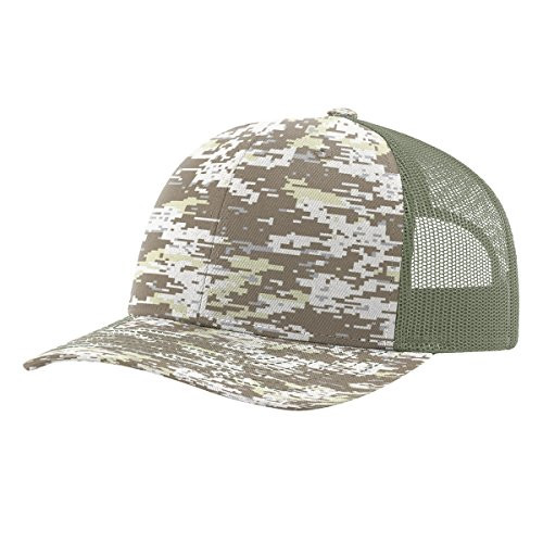 RICHARDSON Twill Mesh Back Trucker Snapback Hat - Military Digital CAMO/Light Green