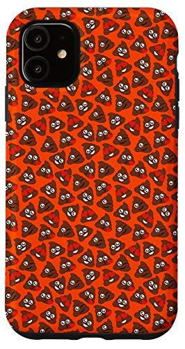 iPhone 11 Poop Emoji Pattern Phone Case Orange Case