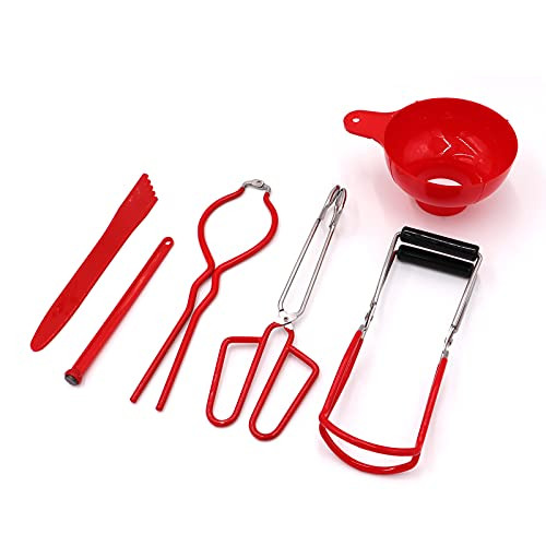 6PCS Canning Kit Canning Supplies Include Canning Funnel- Jar Lifter- Jar Wrench-Magnetic Lid Lifter- Canning Tongs- Bubble Popper Canning Supplies Starter Kit Canning Tools -RED- 6PCS Canning Kit Canning Supplies Include Canning Funnel- Jar Lifter- Jar Wrench-Magnetic Lid Lifter- Canning Tongs- Bubble Popper Canning Supplies Starter Kit Canning Tools -RED-