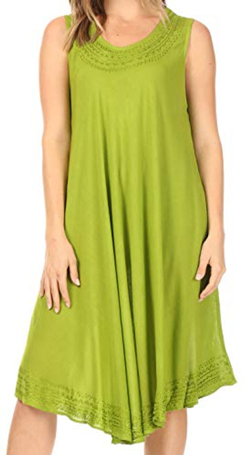 Sakkas 1051 Everyday Essentials Caftan Dress/Cover Up - Lime - One Size