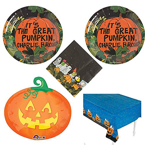 Peanuts Halloween Party Pack for 16 guests, cake plates, napkins, tablecover