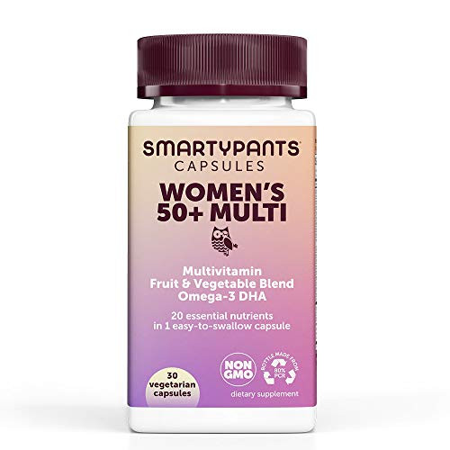 SmartyPants Multivitamin for Women 50Plus- Omega-3 DHA- Zinc for Immunity- Vitamins D3- C- B6- Biotin- Folate- Vitamin B12 for Energy- Vitamin A for Eyes- Vegetarian -30 Day Supply-