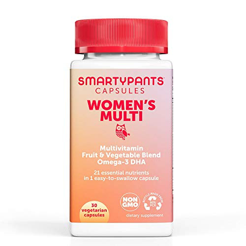 SmartyPants Multivitamin for Women- Omega-3 DHA- Zinc for Immunity- Biotin- Iron- Folate- Vitamins D3- C- B6- Vitamin B12 for Energy- Vegetarian -30 Day Supply-