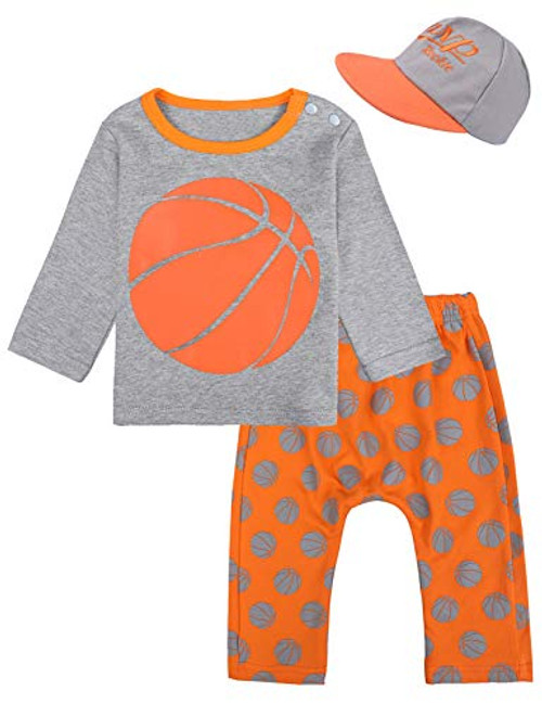 COSLAND Baby Boys' Basketball Costume Infant Sports Outfits- OrangePlusGray- 3-6 Months