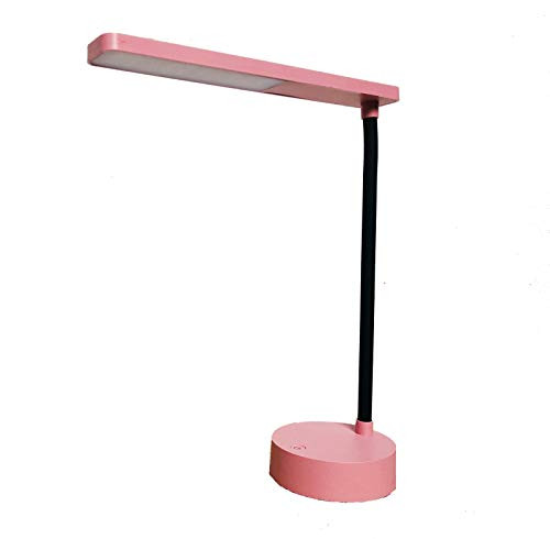 AFORTLO Battery Powered Operated Desk Lamp Light- Small Rechargeable Table Lamp-3 Color Dimmer-Stepless Brightness Dimmable-Touch Control Cordless Lamp for Bed Reading-Studying-Office -Pink-