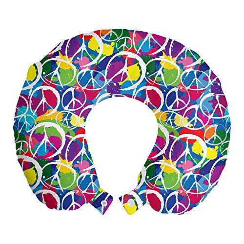 Ambesonne Retro Travel Pillow Neck Rest- Universal Peace Sign on Colorful Pop Art Style Background Pacifist Activism- Memory Foam Traveling Accessory for Airplane and Car- 12inch- Purple Blue Ambesonne Retro Travel Pillow Neck Rest- Universal Peace Sign on Colorful Pop Art Style Background Pacifist Activism- Memory Foam Traveling Accessory for Airplane and Car- 12inch- Purple Blue