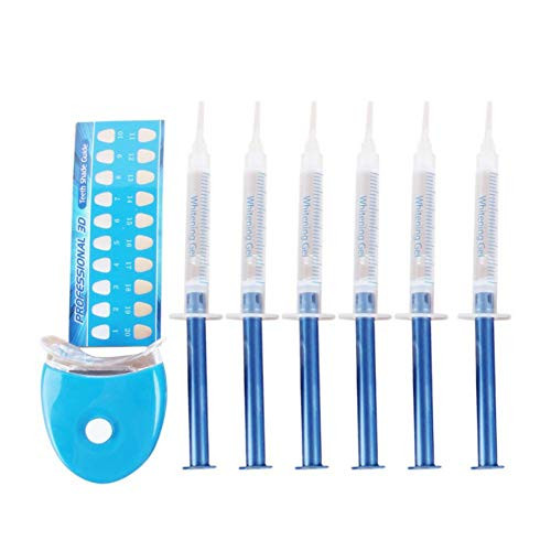 GYCHEE Teeth Whitening Kit with LED Light- 44 percent Peroxide Dental Bleaching System- 5X 3ml Teeth Whitening Gel- 2X Thermoform Single Arch Trays- Teeth Whitening Light -Blue-
