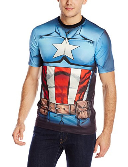 Marvel Captain America Men's Cappin Stance T-Shirt- White Sublimated- Large