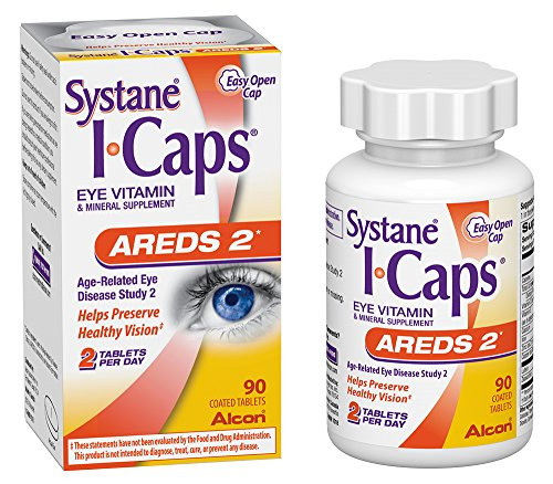 Systane ICaps Eye Vitamin  and  Mineral Supplement- AREDS 2 Formula- 90 Coated Tablets