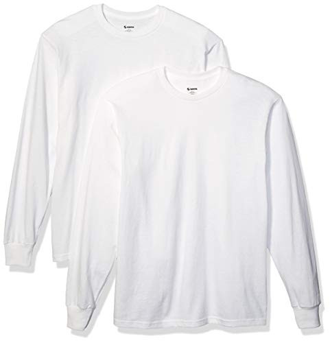 Soffe Men's Midweight Cotton Long Sleeve Tee- White -2 Pack-- Large