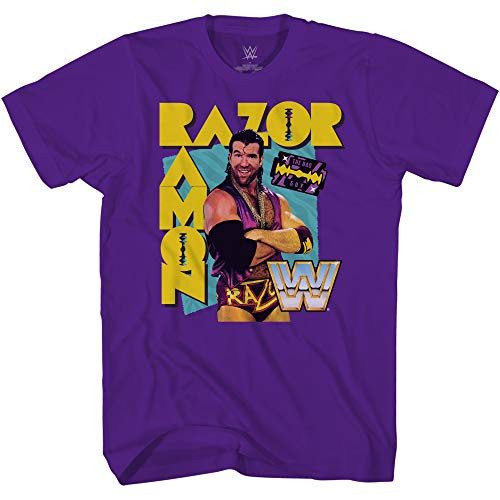 WWE Superstar Razor Ramon Shirt -Scott Hall - World Wrestling Champion T-Shirt -Purple- Medium-