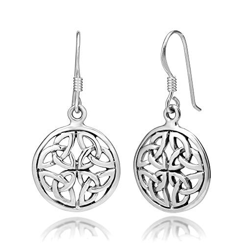 SUVANI 925 Sterling Silver Trinity Triquetra Celtic Love Knot Symbol Round Dangle Earrings 1.3 SUVANI 925 Sterling Silver Trinity Triquetra Celtic Love Knot Symbol Round Dangle Earrings 1.3