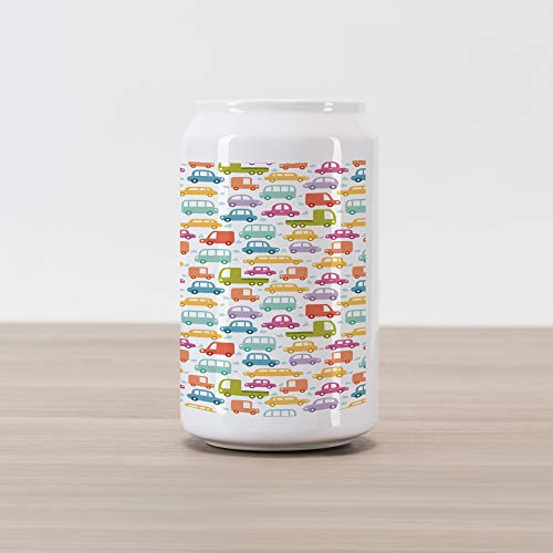Ambesonne Cars Cola Can Shape Piggy Bank- Drive on a Sunny Fun Summer Day Theme with Colorful Buses Trucks Exhaust Fumes- Ceramic Cola Shaped Coin Box Money Bank for Cash Saving- Multicolor Ambesonne Cars Cola Can Shape Piggy Bank- Drive on a Sunny Fun Summer Day Theme with Colorful Buses Trucks Exhaust Fumes- Ceramic Cola Shaped Coin Box Money Bank for Cash Saving- Multicolor