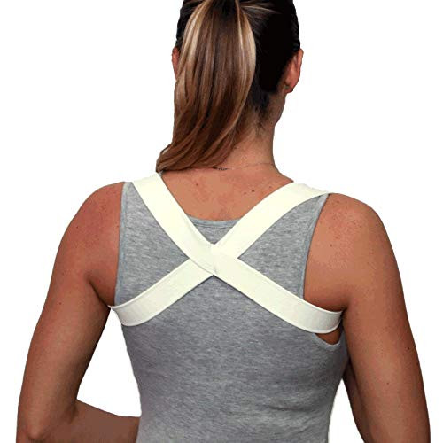 Posture Brace Shoulder Support Posture Corrector Made in USA - The 2 in 1 POSTURIFIC Brace. Designed by a Chiropractor. Available in Colors and Sizes -Beige Medium-