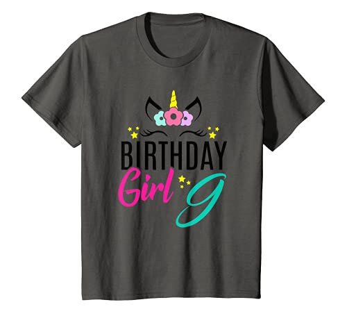 Kids Birthday Girl 9 Year Old Gift Cute Unicorn Face 9th Bday T-Shirt