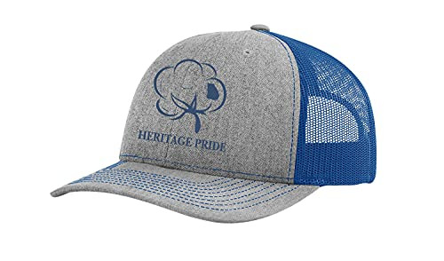 Heritage Pride Logo Georgia State Cotton Boll Southern Men's Embroidered Trucker Hat Denim