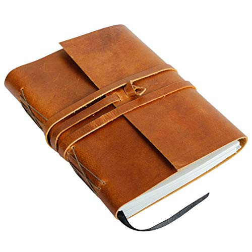 Lined Leather Journal?6x8 inches? - Rustic Handmade Vintage Leather Bound Journals for Men and Women - Leather Craft 200 Pages- Leather Book Diary Pocket Notebook- Journals for Writing Women- Prayer Journal