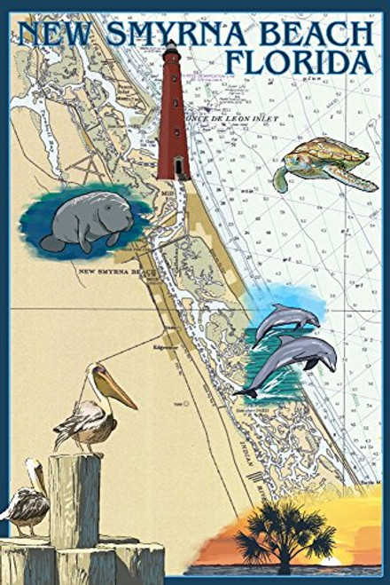 New Smyrna Beach- Florida - Nautical Chart -9x12 Art Print- Wall Decor Travel Poster-