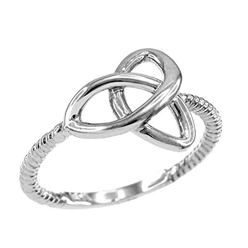 High Polish 925 Sterling Silver Twisted Style Rope Band Trinity Knot Ring -Size 4.5-