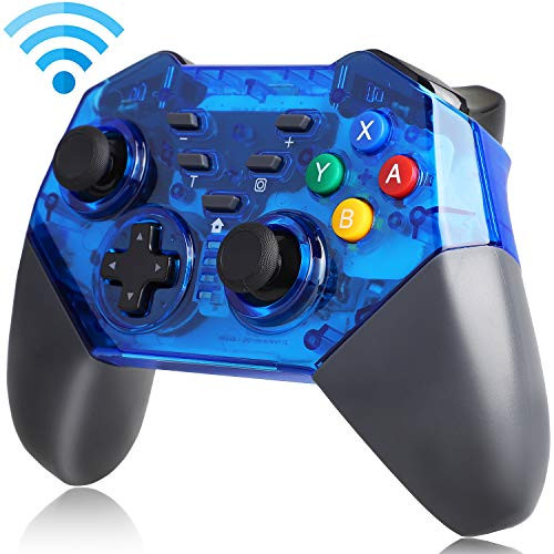 Sunjoyco Wireless Controller for Nintendo Switch, Remote Pro Controller Gamepad for Nintendo Switch Console, Built-in [Turbo Function], Gyro Axis, Dual Shock  Blue