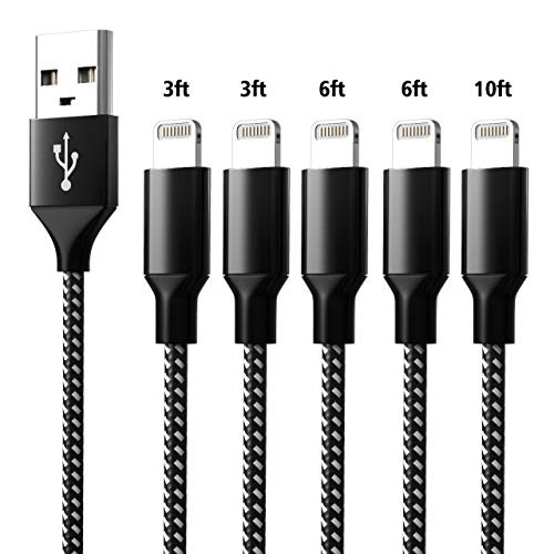 Zotoyi Phone Charger Cables 5Pack 3FT 3FT 6FT 6FT 10FT to USB Syncing Data and Nylon Braided Cord Charger (Black White) Zotoyi Phone Charger Cables 5Pack 3FT 3FT 6FT 6FT 10FT to USB Syncing Data and Nylon Braided Cord Charger (Black White)