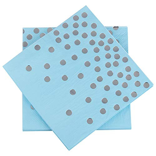 Ottin Blue and Silver Polka Dot Paper Napkins 6.5'' 50counts 3-ply Navy Paper Napkins for Wedding Birthday Party Graduation Bridal shower (blue with silver dots, 6.5''x6.5'') Ottin Blue and Silver Polka Dot Paper Napkins 6.5'' 50counts 3-ply Navy Paper Napkins for Wedding Birthday Party Graduation Bridal shower (blue with silver dots, 6.5''x6.5'')