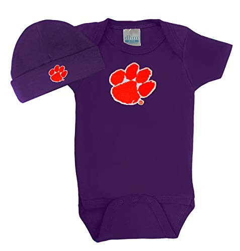 Future Tailgater Clemson Tigers Baby Onesie and Cap Set - Purple -Newborn-