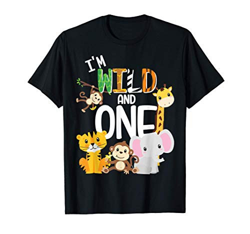 I'm Wild and One Zoo Theme Birthday Safari Jungle Animals T-Shirt I'm Wild and One Zoo Theme Birthday Safari Jungle Animals T-Shirt