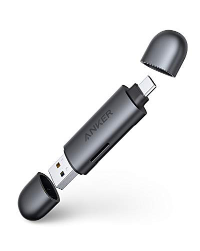 Anker USB-C and USB 3.0 SD Card Reader- PowerExpandPlus 2-in-1 Memory Card Reader with Dual Connectors- for SDXC- SDHC- SD- MMC- RS-MMC- Micro SDXC- Micro SD- Micro SDHC Card- and UHS-I Cards